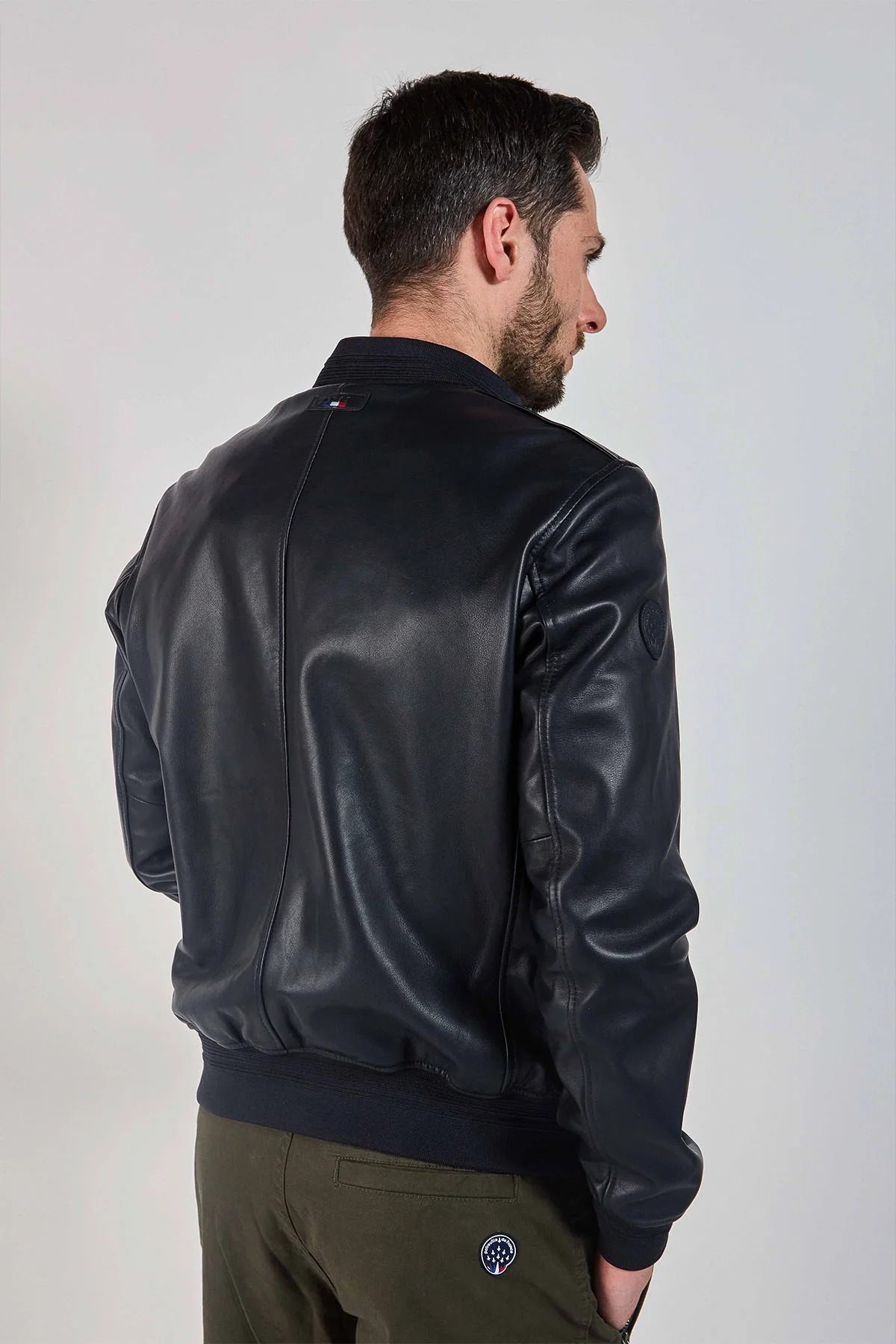 BLOUSON EN CUIR FURTIF NAPOLI navy - Image 3