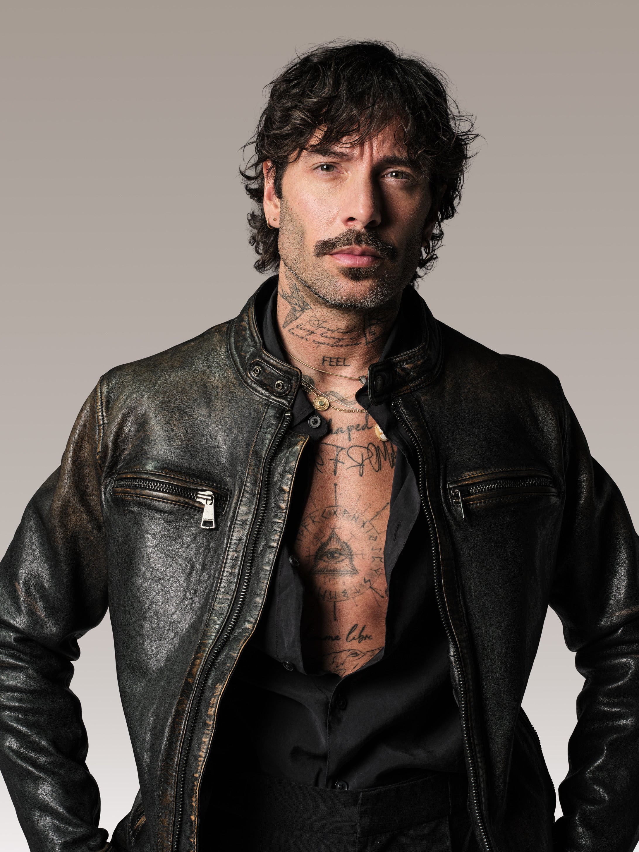 Blouson en cuir marron ICON RACE - Image 5