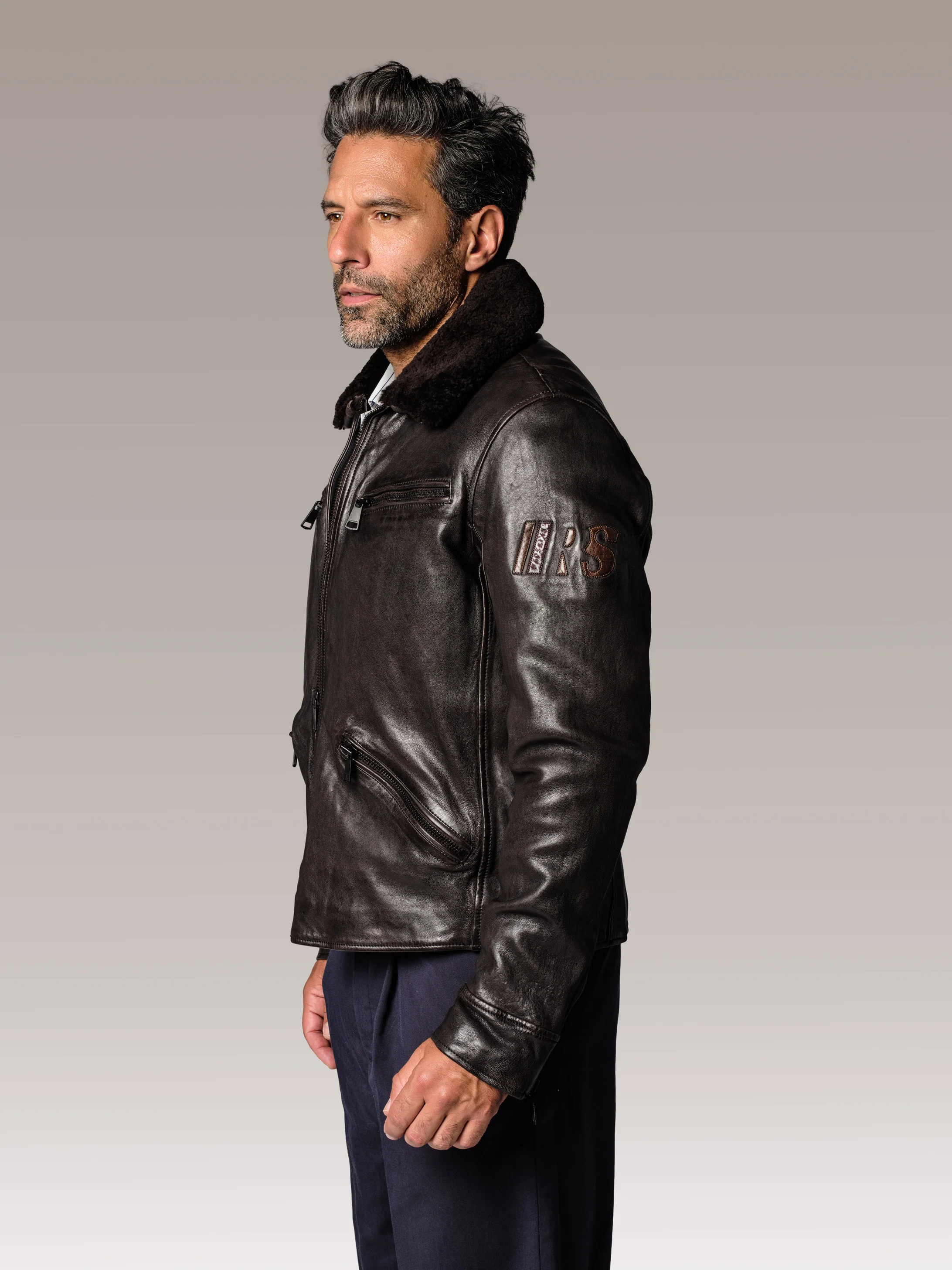 Blouson en cuir marron KAWA GLASGOW - Image 3