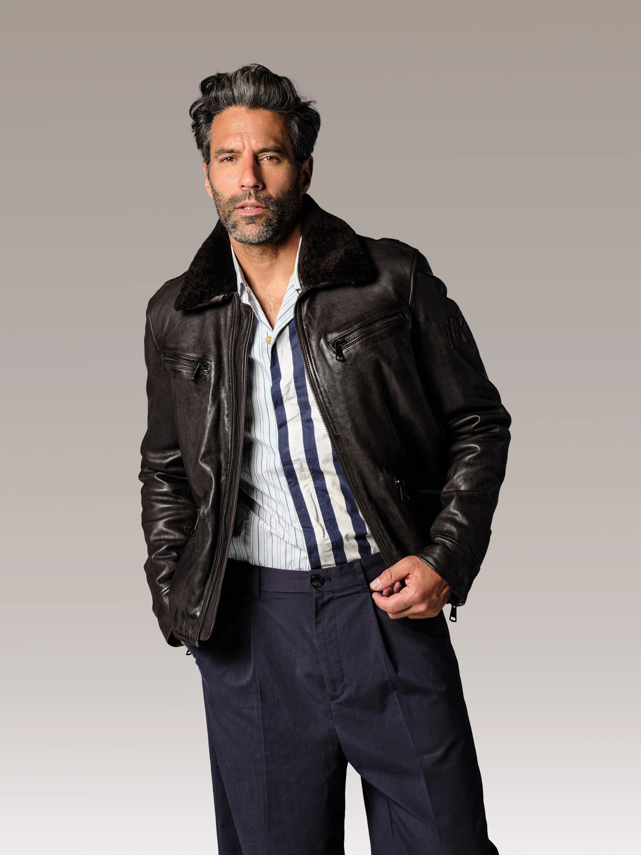 Blouson en cuir marron KAWA GLASGOW - Image 4