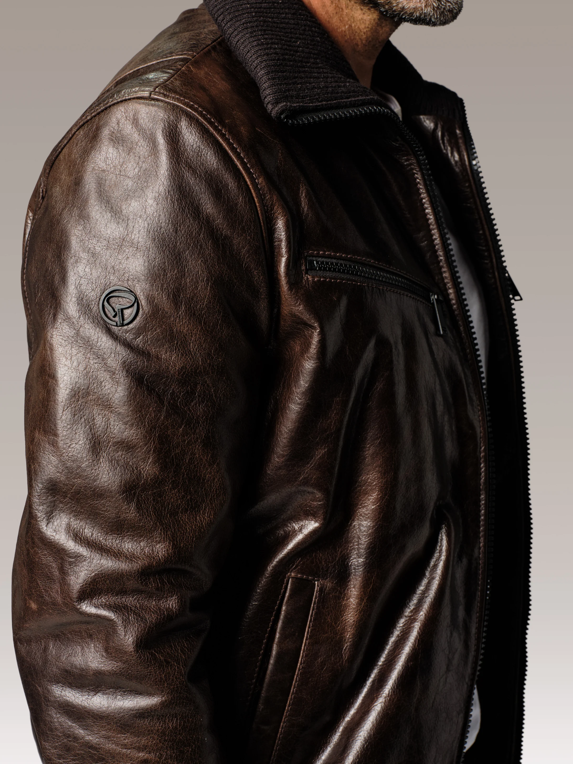 Blouson en cuir marron MIKE QUARTZ - Image 4