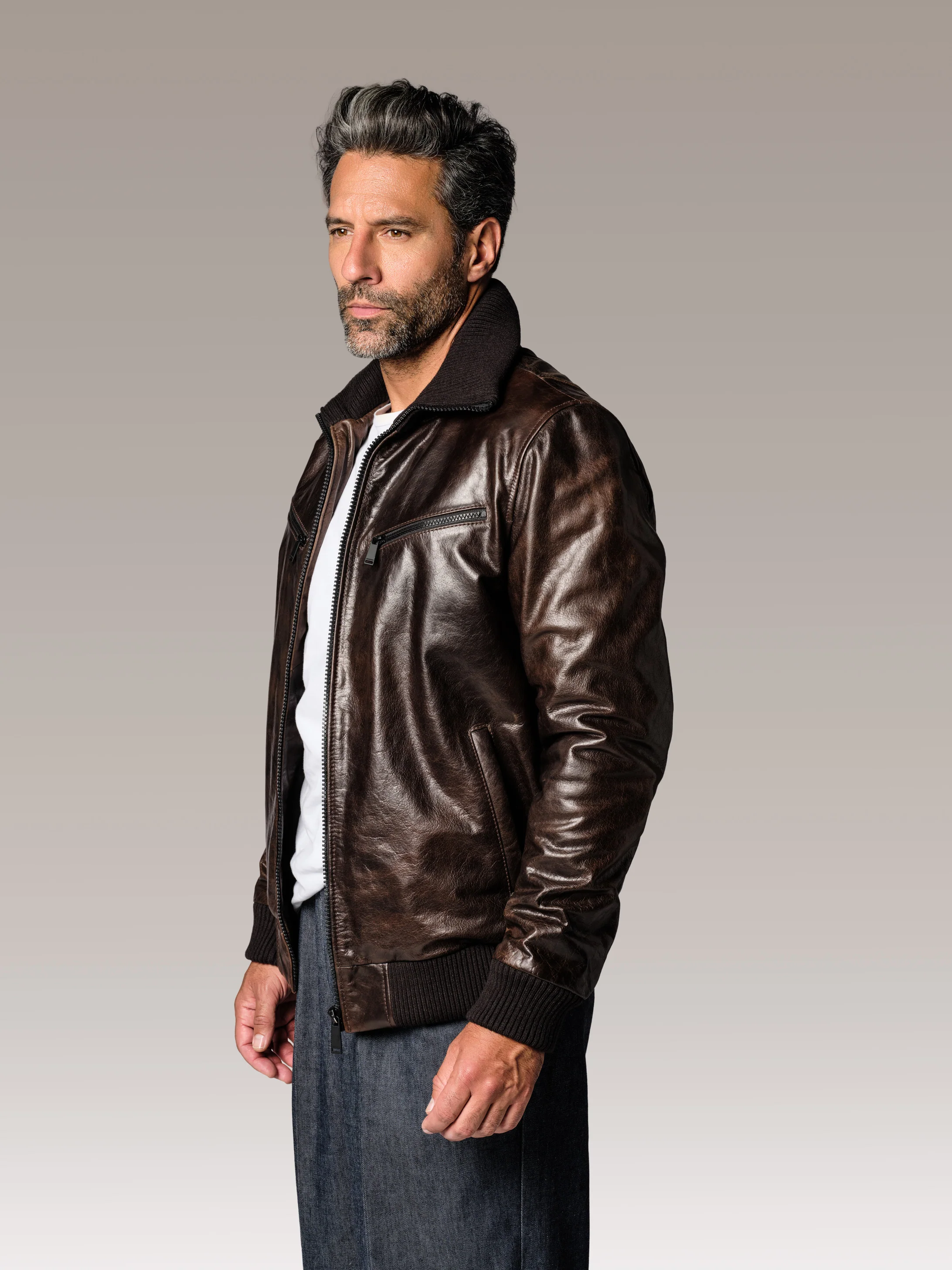 Blouson en cuir marron MIKE QUARTZ - Image 6