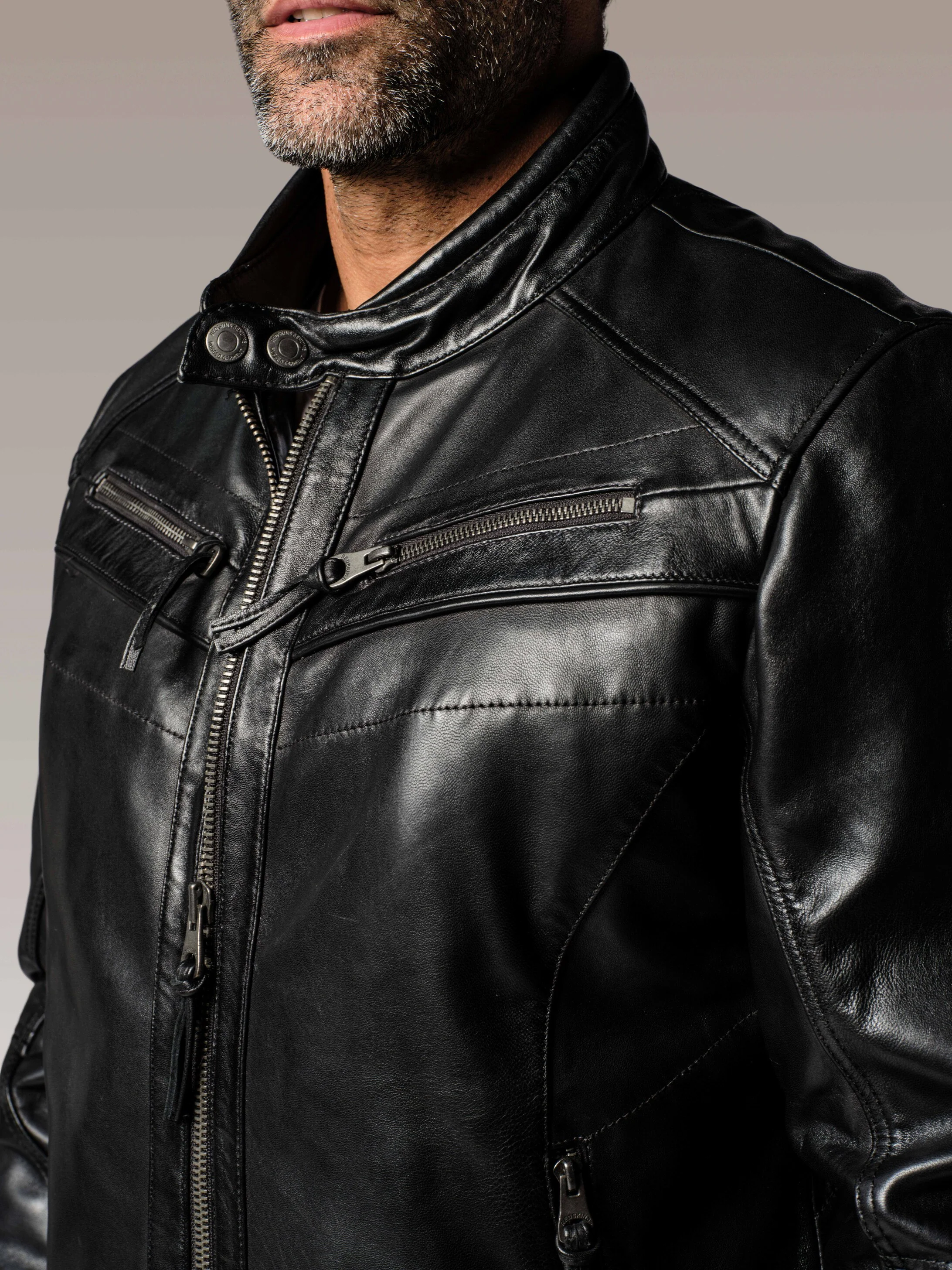 Blouson En Cuir noir DRAKE HOLSTER - Image 3