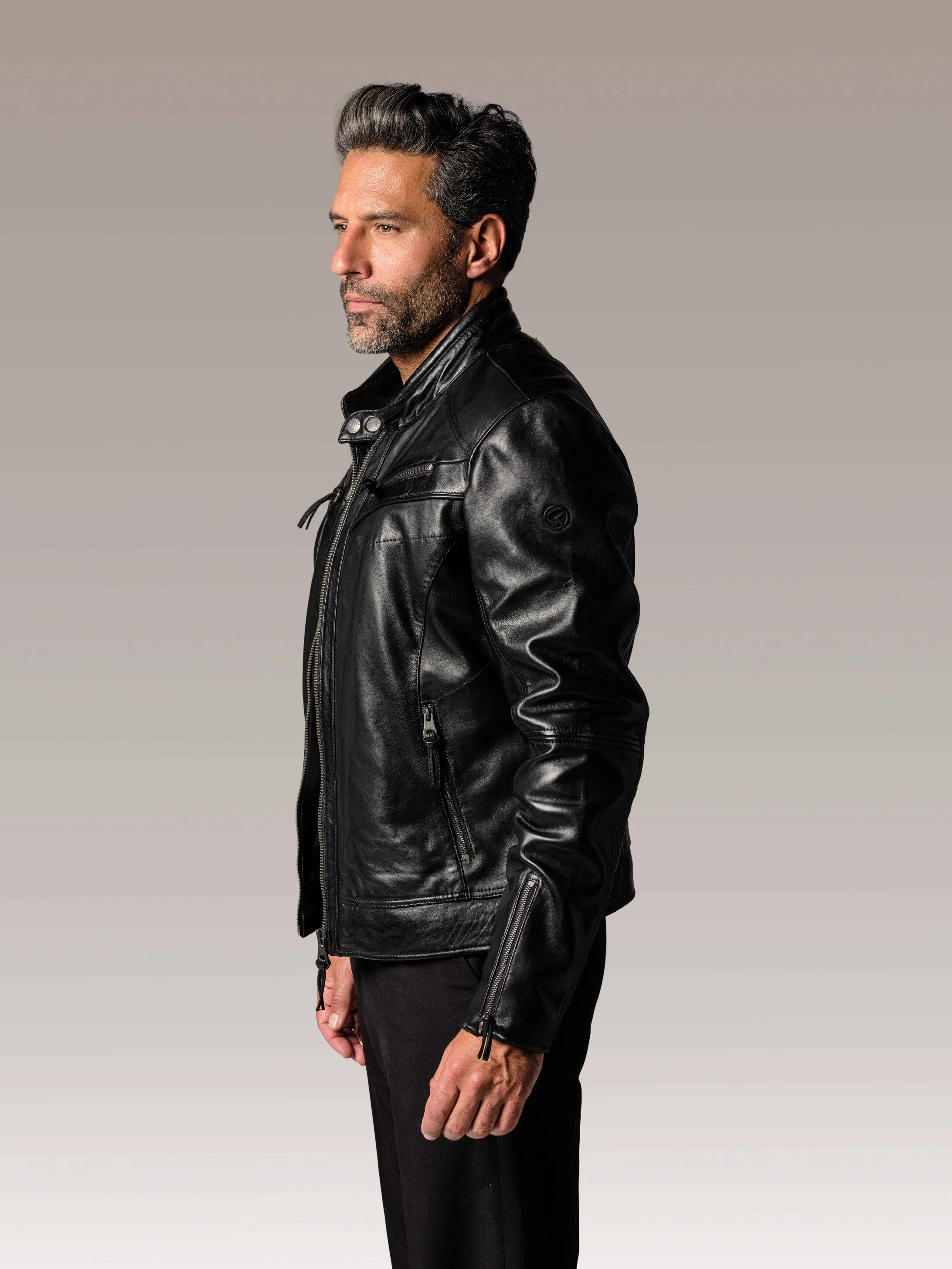 Blouson En Cuir noir DRAKE HOLSTER - Image 6