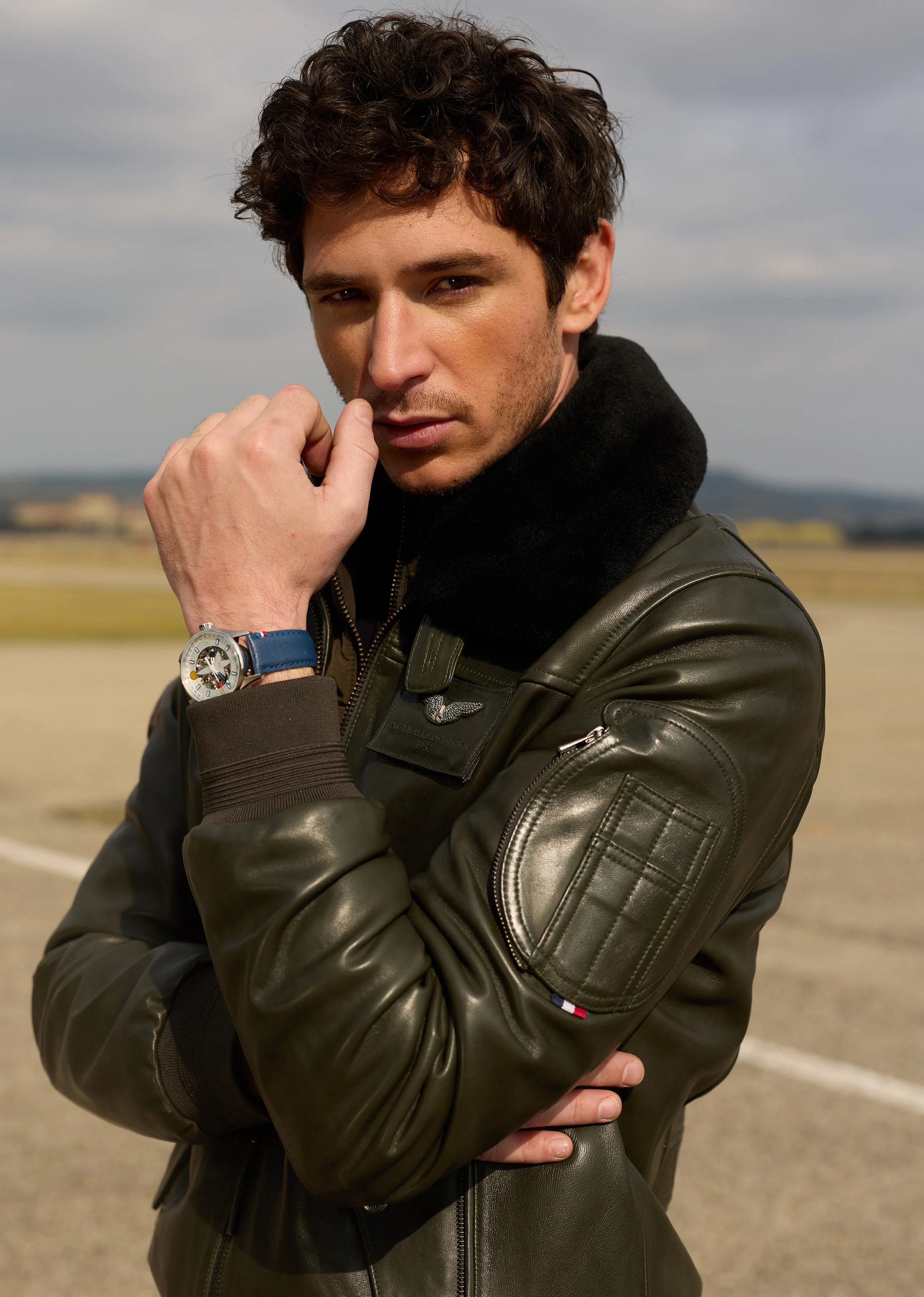 BLOUSON EN CUIR RAFAL 2.0 YCON kaki - Image 3