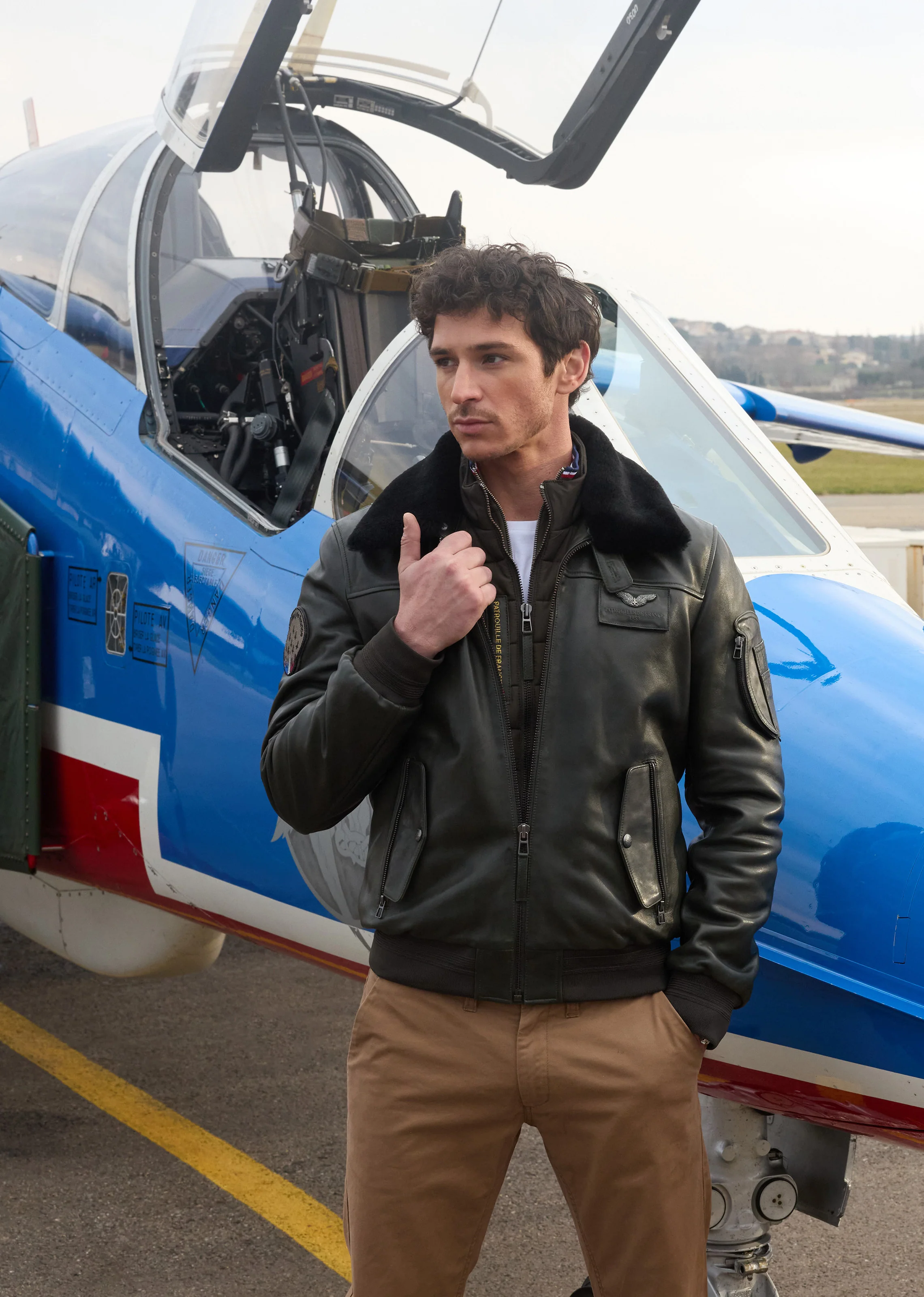 BLOUSON EN CUIR RAFAL 2.0 YCON kaki - Image 5