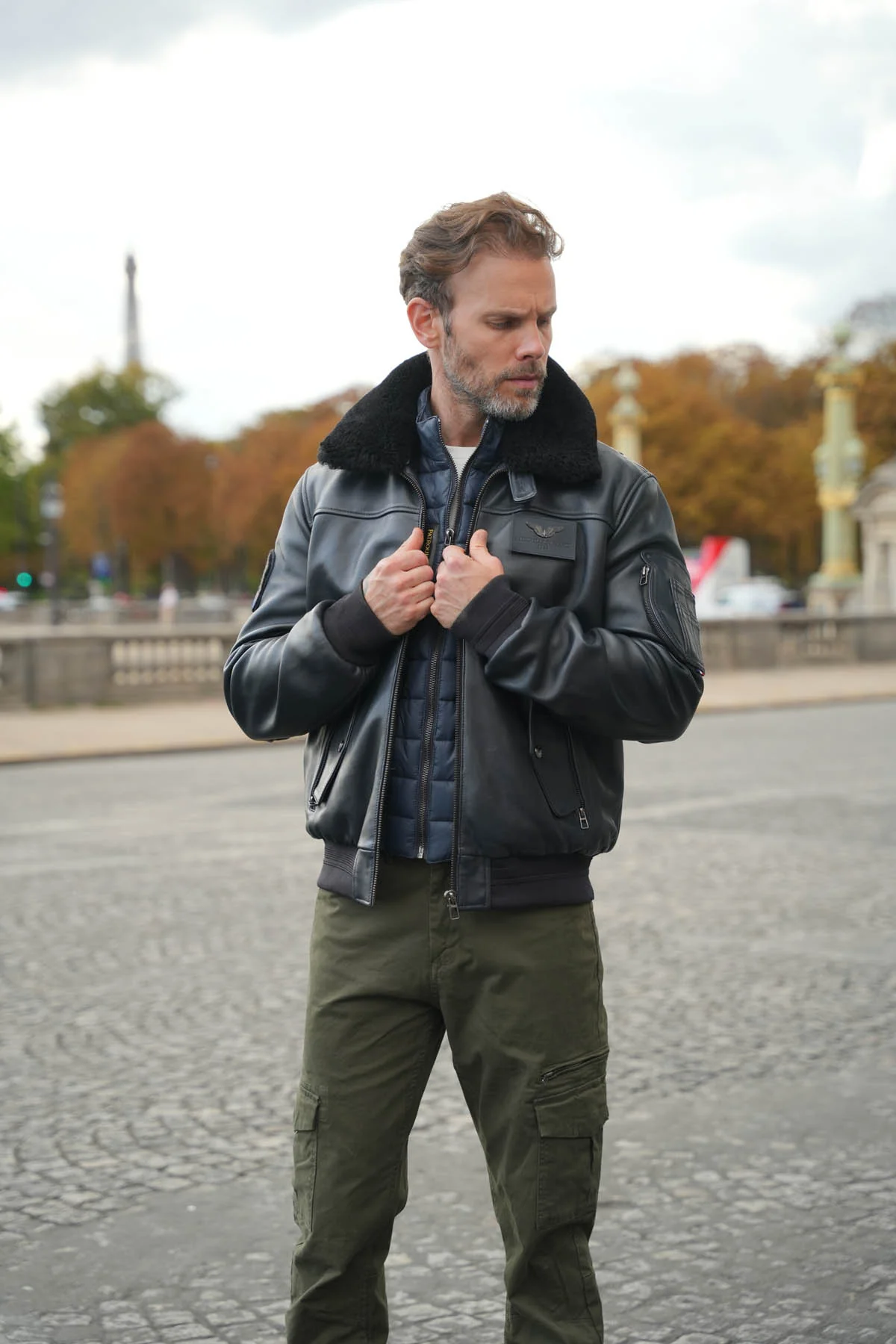 BLOUSON EN CUIR RAFAL 2.0 YCON Marine - Image 4