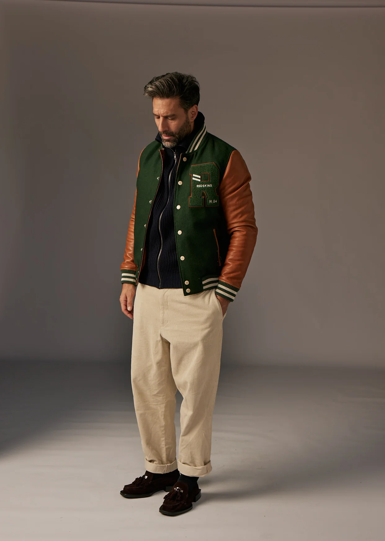 Blouson en cuir vert CAMBRIDGE SCHOOL - Image 3
