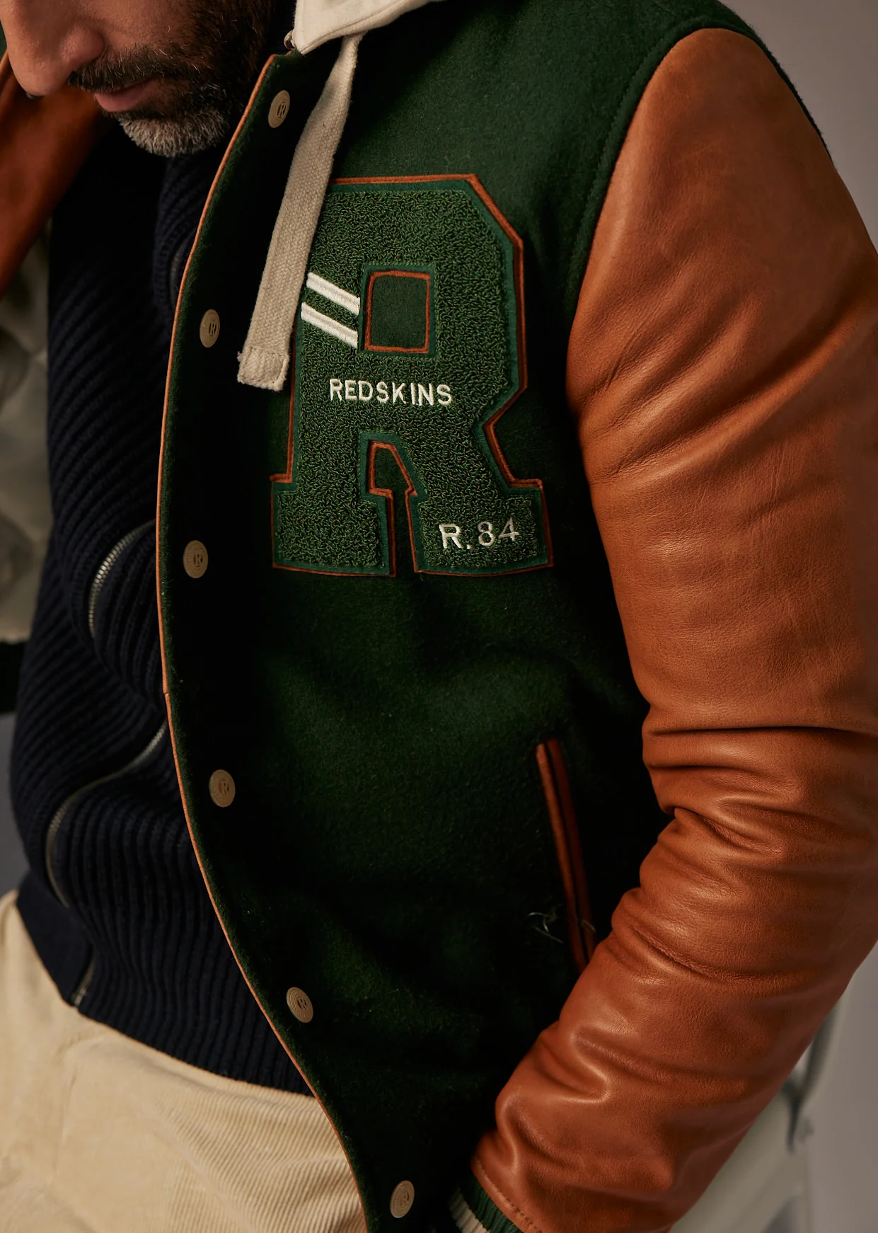 Blouson en cuir vert CAMBRIDGE SCHOOL - Image 5