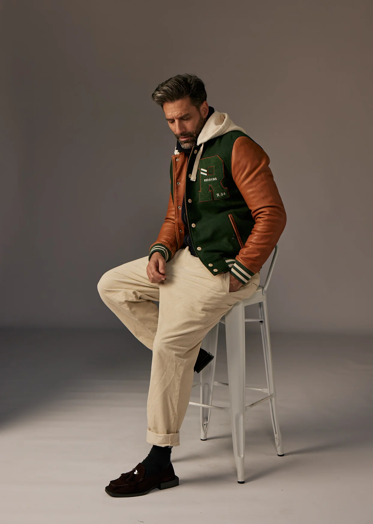 Blouson en cuir vert CAMBRIDGE SCHOOL - Image 6