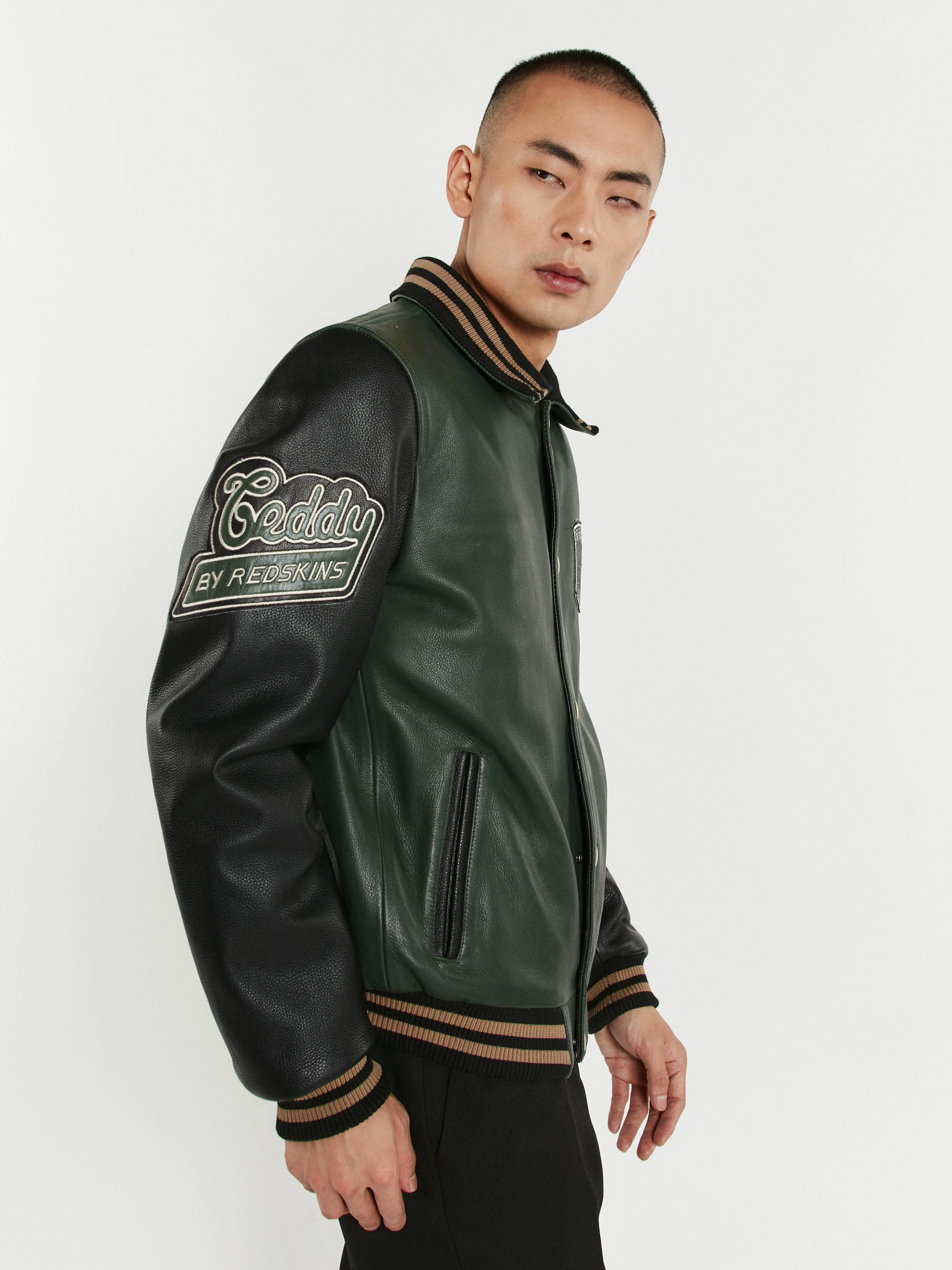 Blouson en cuir vert SKATBOARD COHIBA - Image 3